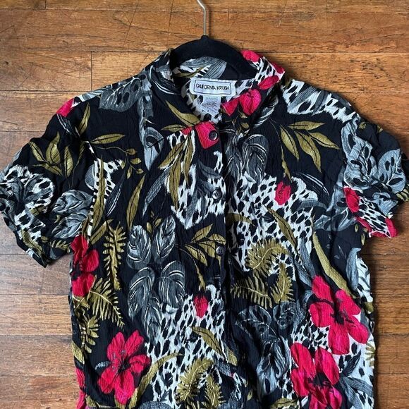 Vintage California Krush Button Up Tropical Boho Shirt Size Small - Picture 3 of 4